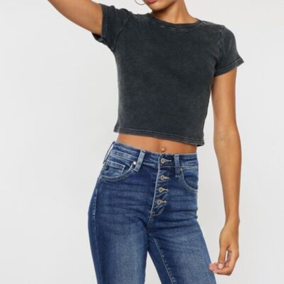 Hazel Blues® |  Kancan Cat's Whiskers Button Fly Denim Shorts - Picture 1 of 14